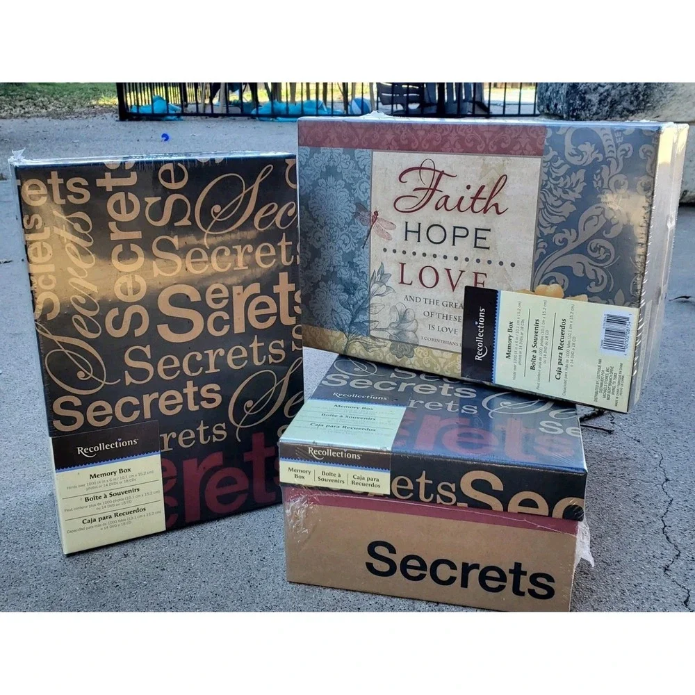 Set Of 3~RECOLLECTIONS Memory Boxes●Holds over 1000 (4x6) PER BOX●SECRETS/HOPE